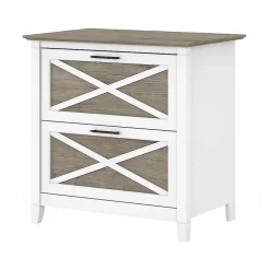 Bush Furniture Key West 2-Drawer Lateral File Cabinet, Letter/Legal, Shiplap Gray/Pure White, 30" (KWF130G2W-03)
