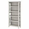 Bush Furniture Key West 66"H 5-Shelf Bookcase with Adjustable Shelves, Linen White Oak Laminated Wood (KWB132LW-03)