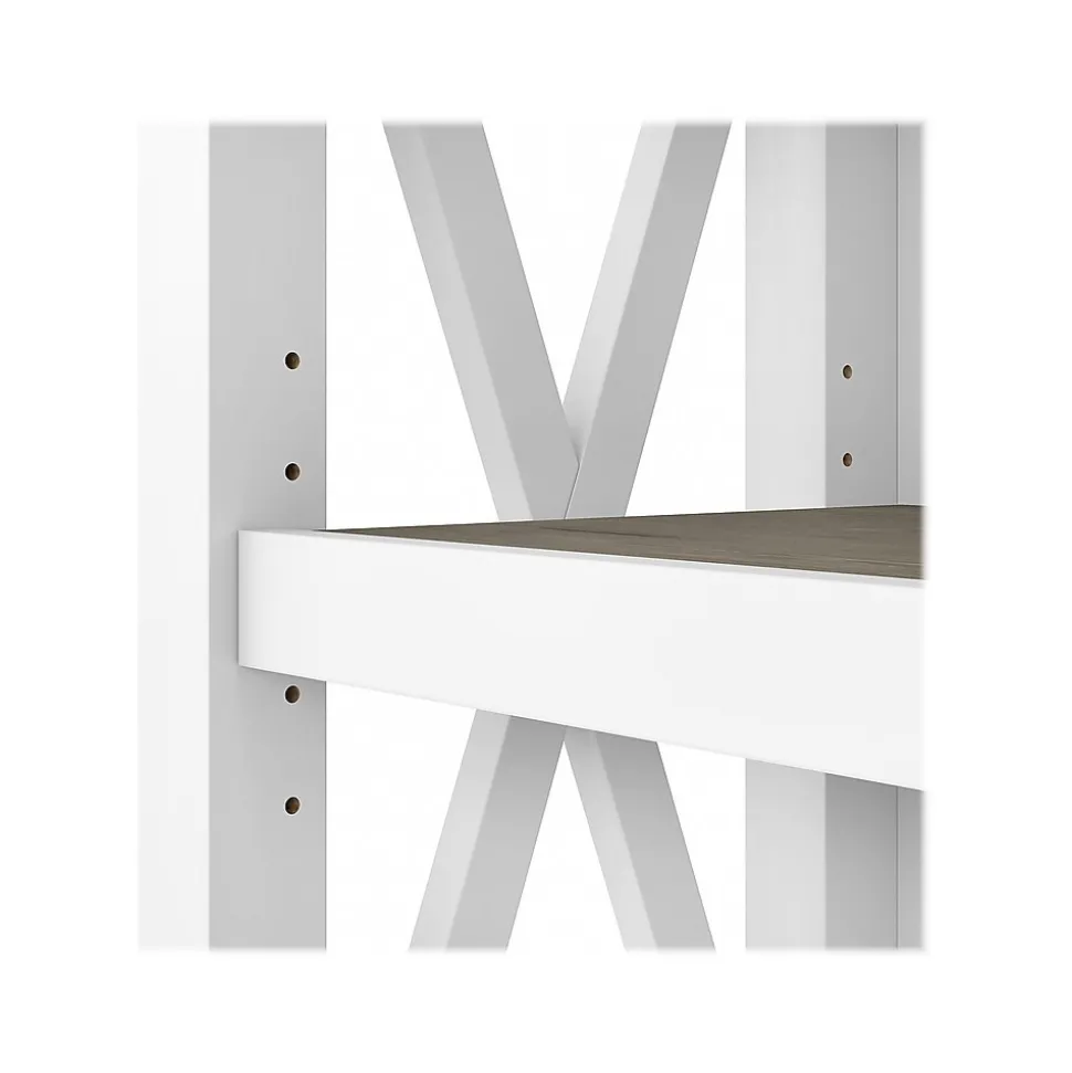 Bush Furniture Key West 66"H 5-Shelf Bookcase with Adjustable Shelves, Shiplap Gray/Pure White Laminated Wood, 2/Set (KWS046G2W)