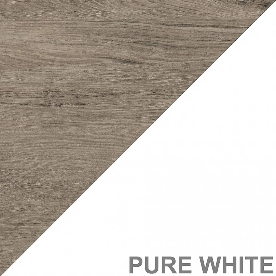 Bush Furniture Key West 66"H 5-Shelf Bookcase with Adjustable Shelves, Shiplap Gray/Pure White Laminated Wood, 2/Set (KWS046G2W)