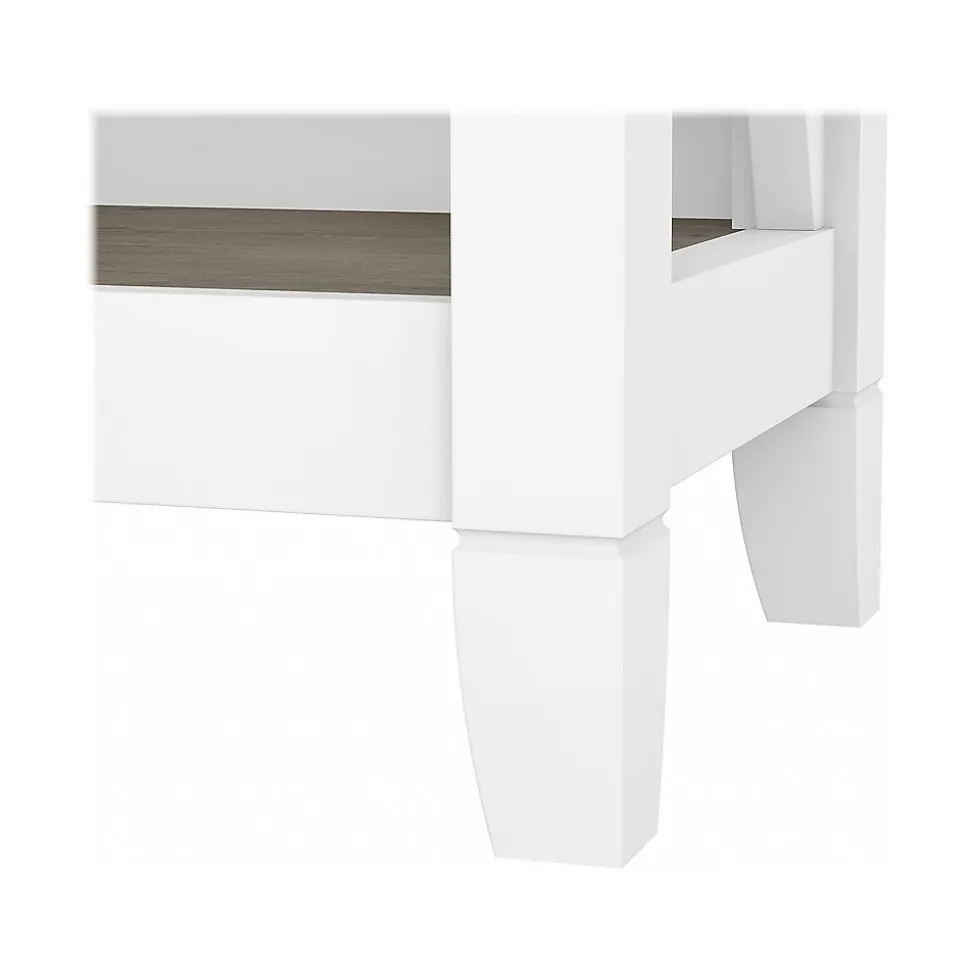 Bush Furniture Key West 66"H 5-Shelf Bookcase with Adjustable Shelves, Shiplap Gray/Pure White Laminated Wood, 2/Set (KWS046G2W)