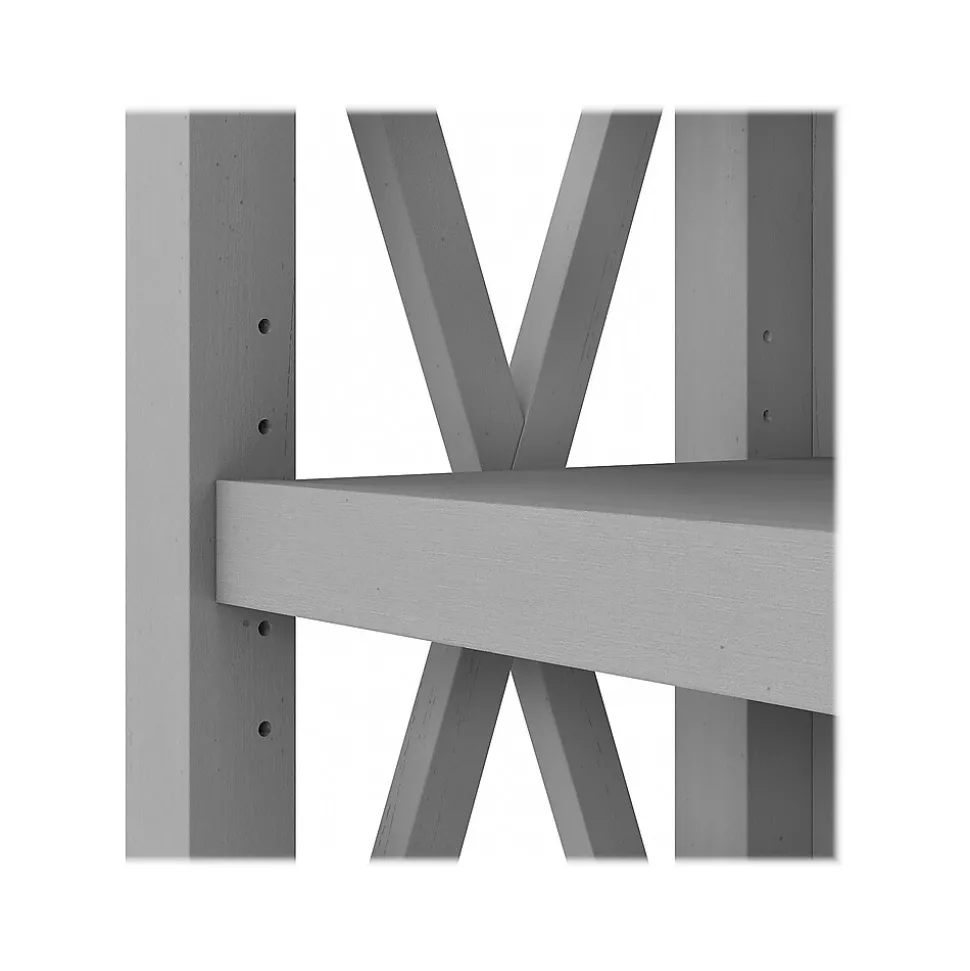 Bush Furniture Key West 66"H 5-Shelf Bookcase with Adjustable Shelves, Cape Cod Gray Laminated Wood, 2/Set (KWS046CG)