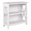Bush Furniture Key West 30"H 2-Shelf Bookcase with Adjustable Shelf, Pure White Oak (KWB124WT-03)