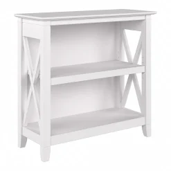 Bush Furniture Key West 30"H 2-Shelf Bookcase with Adjustable Shelf, Pure White Oak (KWB124WT-03)
