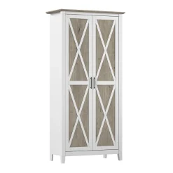 Bush Furniture Key West 65.98"H Storage Cabinet with 5 Shelves, Shiplap Gray (KWS266G2W-03)
