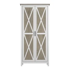 Bush Furniture Key West 65.98"H Storage Cabinet with 5 Shelves, Shiplap Gray (KWS266G2W-03)