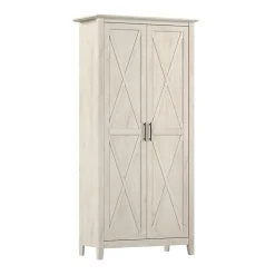 Bush Furniture Key West 65.98"H Storage Cabinet with 5 Shelves, Linen White Oak (KWS266LW-03)