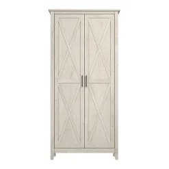 Bush Furniture Key West 65.98"H Storage Cabinet with 5 Shelves, Linen White Oak (KWS266LW-03)