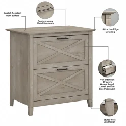 Bush Furniture Key West Lateral File, Washed Gray (KWF130WG-03)