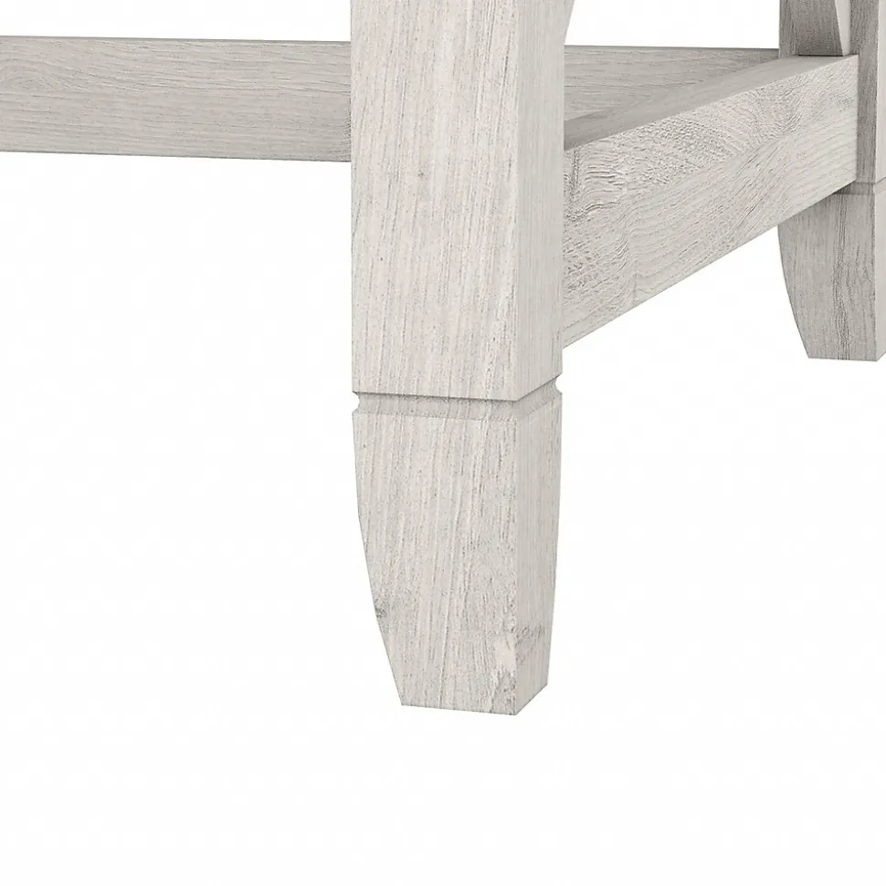 Bush Furniture Key West 60"W L Shaped Desk with Mid Back Tufted Office Chair, Linen White Oak (KWS045LW)