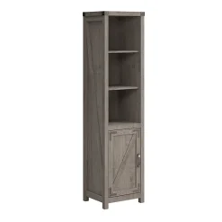 Bush Furniture Knoxville 72"H 5-Shelf Bookcase with Door, Restored Gray (CGB118RTG-03)