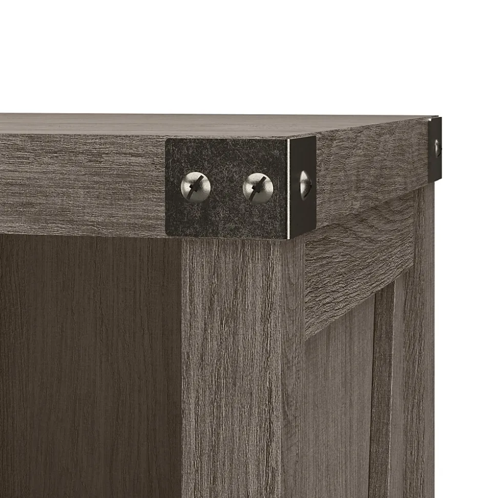 Bush Furniture Knoxville 72"H 5-Shelf Bookcase with Door, Restored Gray (CGB118RTG-03)