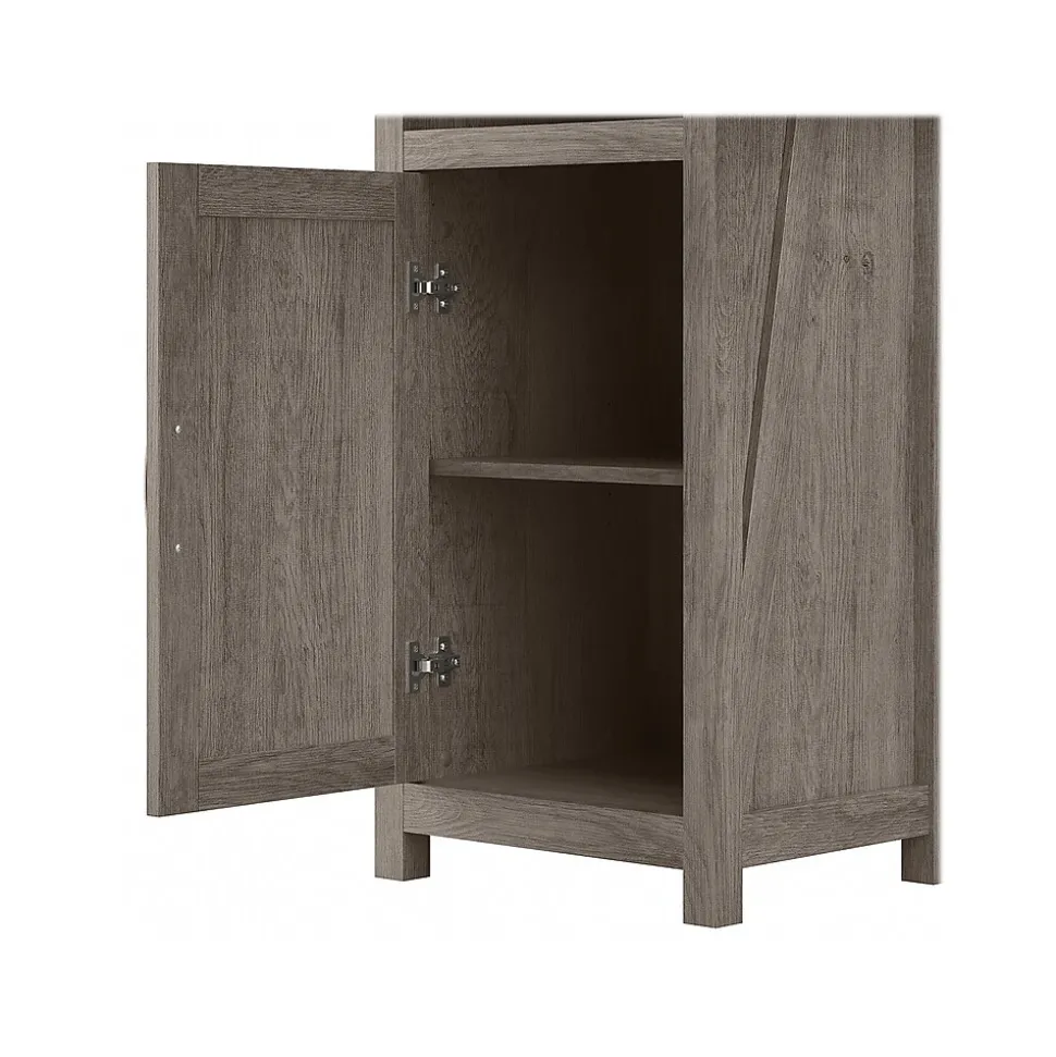 Bush Furniture Knoxville 72"H 5-Shelf Bookcase with Door, Restored Gray (CGB118RTG-03)