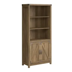 Bush Furniture Knoxville 72"H 5-Shelf Bookcase with Doors, Reclaimed Pine (CGB132RCP-03)