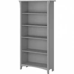 Bush Furniture Salinas 63"H 5-Shelf Bookcase with Adjustable Shelves, Cape Cod Gray Laminated Wood (SAB132CG-03)