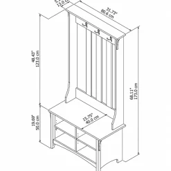 Bush Furniture Salinas Hall Tree with Storage Bench, Cape Cod Gray (SAL001CG)