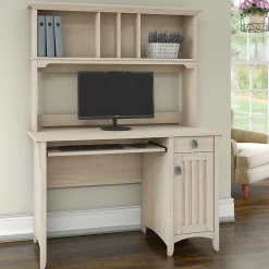 Bush Furniture Salinas 48"W Small Computer Desk with Hutch, Antique White (MY72208-03)