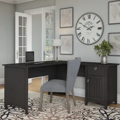 Bush Furniture Salinas 60"W L Shaped Desk with Storage, Vintage Black (SAD160VB-03)