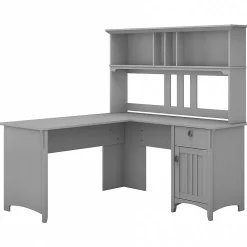 Bush Furniture Salinas 60"W L Shaped Desk with Hutch, Cape Cod Gray (SAL004CG)