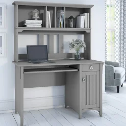 Bush Furniture Salinas 48"W Small Computer Desk with Hutch, Cape Cod Gray (MY72308-03)