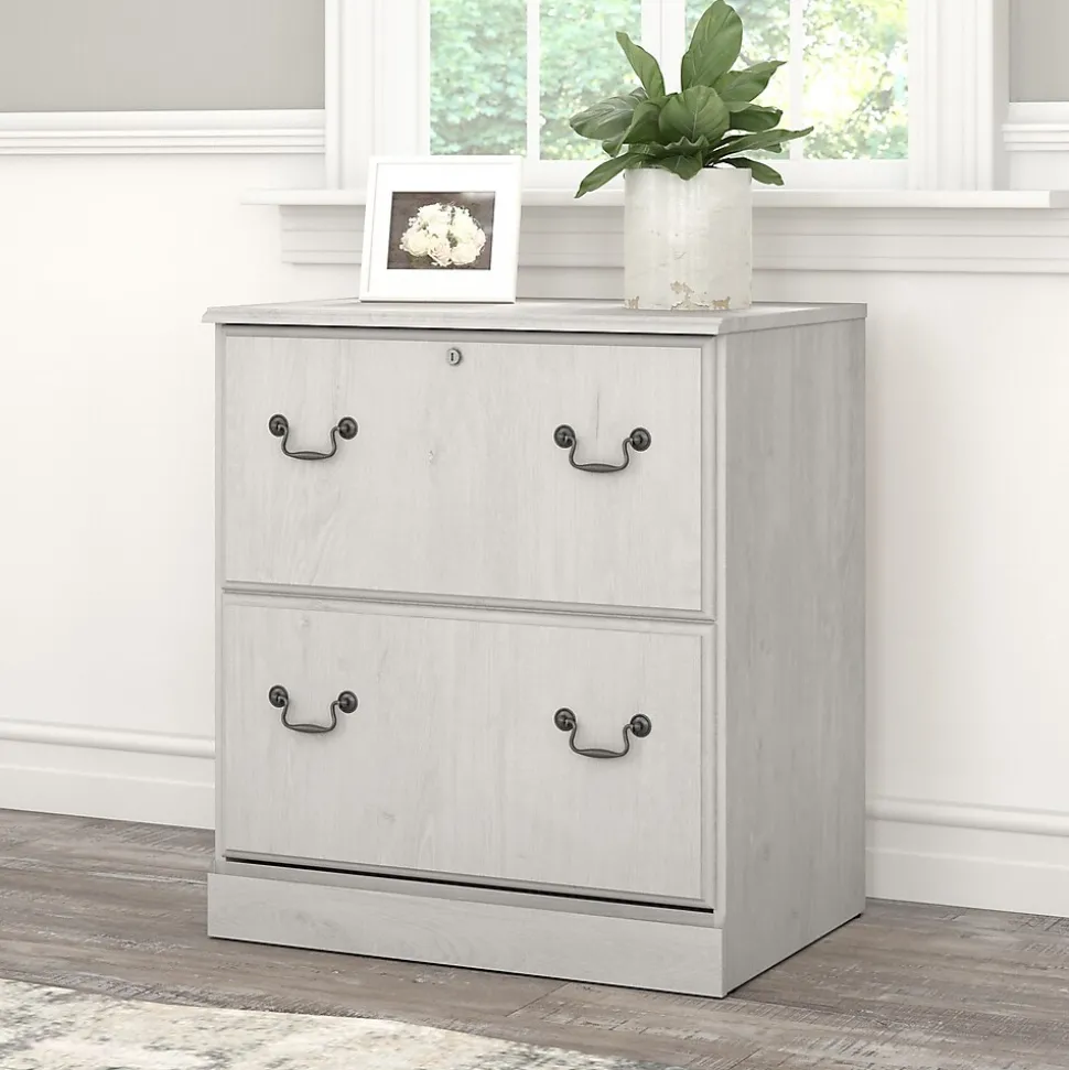 Bush Furniture Saratoga 2-Drawer Lateral File Cabinet, Linen White Oak (EX45754-03)
