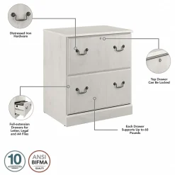 Bush Furniture Saratoga 2-Drawer Lateral File Cabinet, Linen White Oak (EX45754-03)