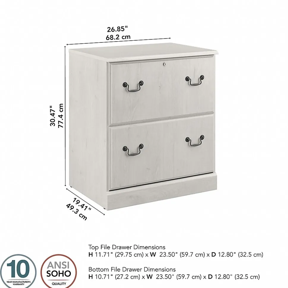 Bush Furniture Saratoga 2-Drawer Lateral File Cabinet, Linen White Oak (EX45754-03)