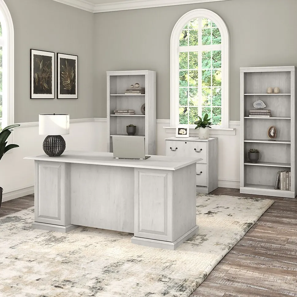 Bush Furniture Saratoga 2-Drawer Lateral File Cabinet, Linen White Oak (EX45754-03)