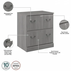 Bush Furniture Saratoga 2-Drawer Lateral File Cabinet, Locking, Modern Gray (EX45854-03)