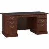 Bush Furniture Saratoga 66"W Executive Desk with Drawers, Harvest Cherry/Black (EX45666-03K)