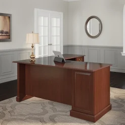 Bush Furniture Saratoga 66"W L Shaped Computer Desk with Drawers, Harvest Cherry (EX45670-03K)