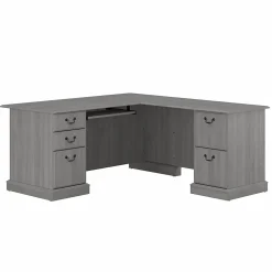 Bush Furniture Saratoga 66"W L Shaped Computer Desk with Drawers, Modern Gray (EX45870-03K)