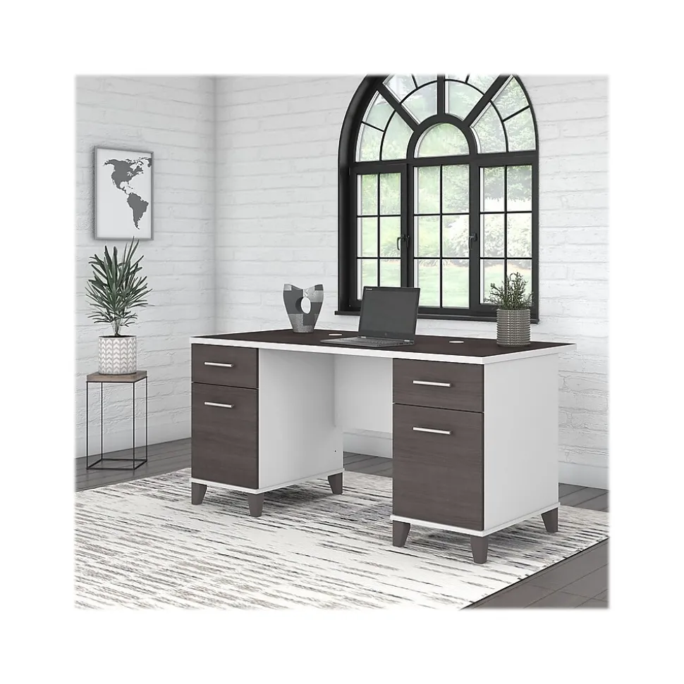 Bush Furniture Somerset 60" Computer Desk, Storm Gray/White (WC81028K)