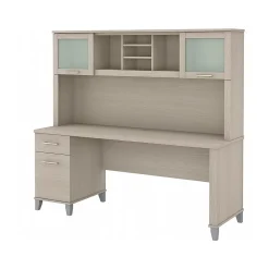 Bush Furniture Somerset 72" Computer Desk with Drawers and Hutch, Sand Oak (SET018SO)