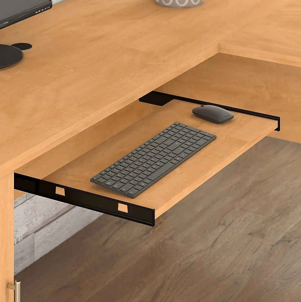 Bush Furniture Somerset 60"W L Shaped Desk with Hutch, Maple Cross (SET002MC)