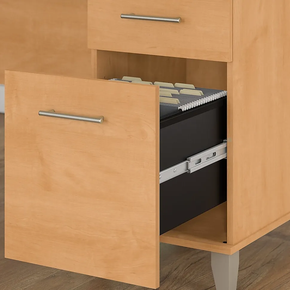 Bush Furniture Somerset 60"W L Shaped Desk with Hutch, Maple Cross (SET002MC)