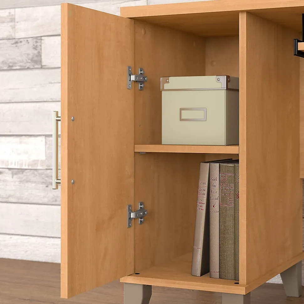 Bush Furniture Somerset 60"W L Shaped Desk with Hutch, Maple Cross (SET002MC)