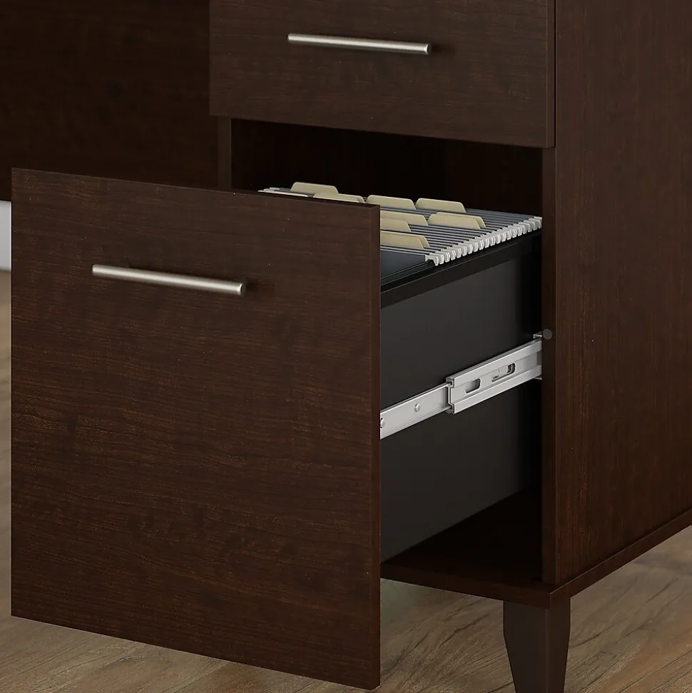 Bush Furniture Somerset 72"W L Shaped Desk with Hutch, Lateral File Cabinet and Bookcase, Mocha Cherry (SET012MR)