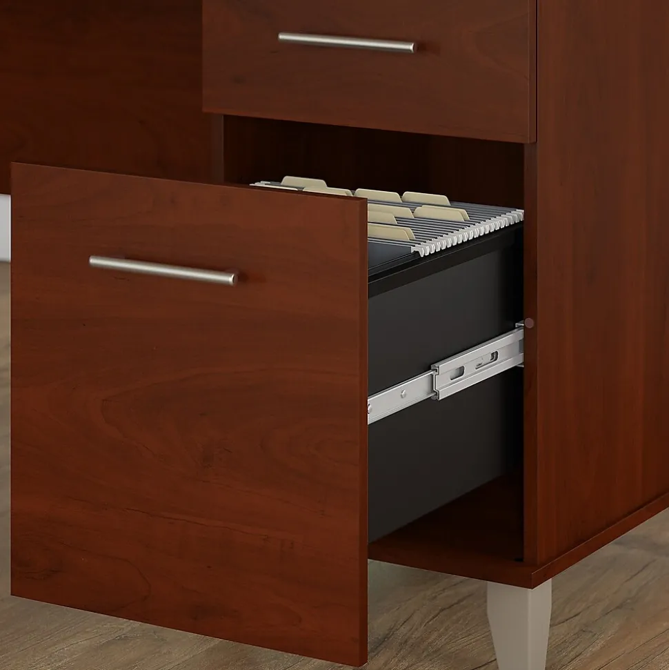 Bush Furniture Somerset 72"W L Shaped Desk with Hutch and Lateral File Cabinet, Hansen Cherry (SET009HC)