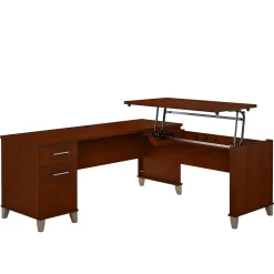 Bush Furniture Somerset 72"W 3 Position Sit to Stand L Shaped Desk, Hansen Cherry (SET014HC)