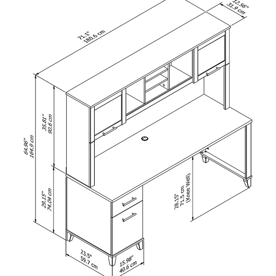 Bush Furniture Somerset 72"W Office Desk with Drawers and Hutch, Mocha Cherry (SET018MR)