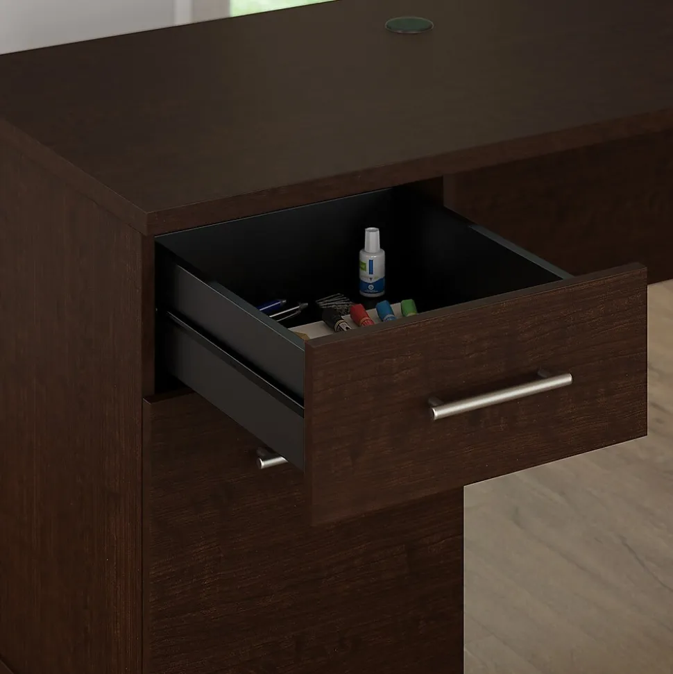 Bush Furniture Somerset 72"W Office Desk with Drawers and Hutch, Mocha Cherry (SET018MR)