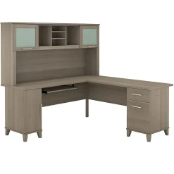 Bush Furniture Somerset 72"W L Shaped Desk with Hutch, Ash Gray (SET001AG)
