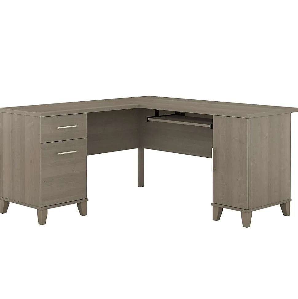 Bush Furniture Somerset 60"W L Shaped Desk with Storage, Ash Gray (WC81630K)