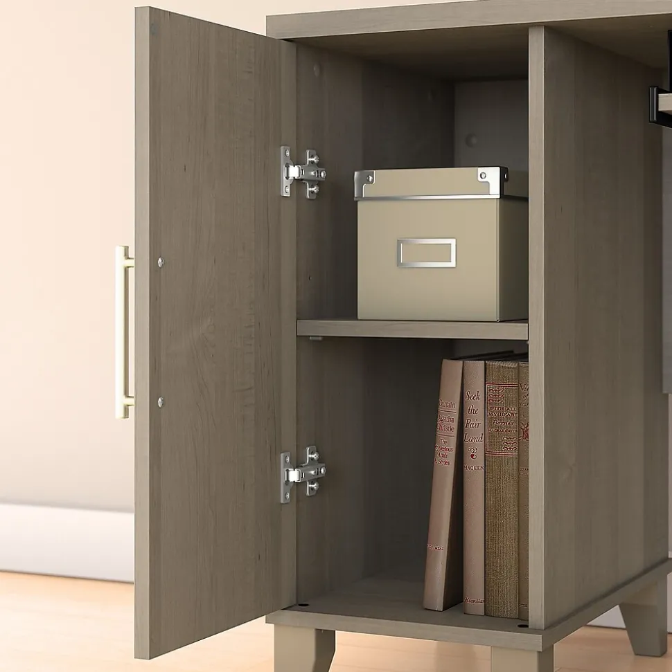 Bush Furniture Somerset 60"W L Shaped Desk with Storage, Ash Gray (WC81630K)