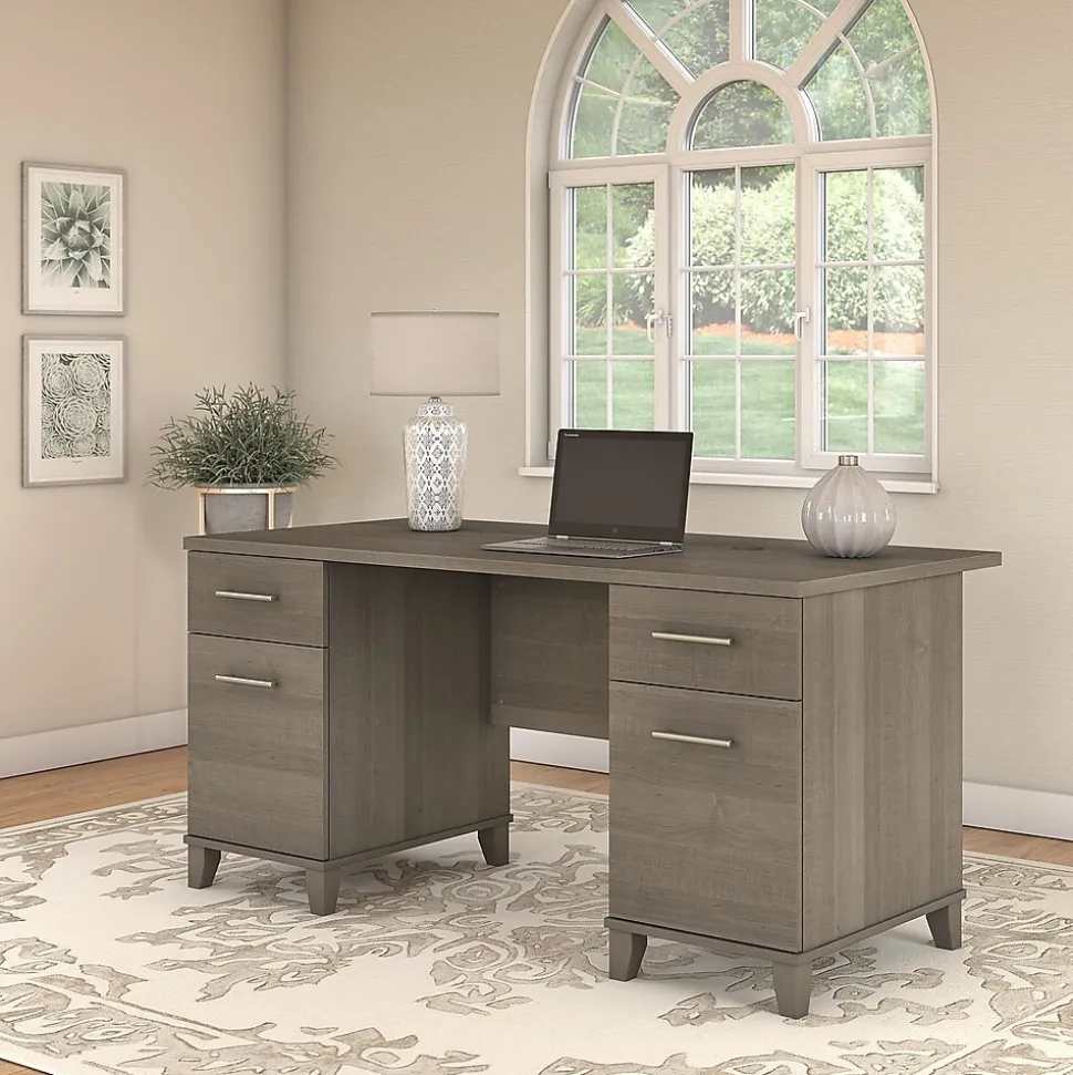 Bush Furniture Somerset 60"W Office Desk with Drawers, Ash Gray (WC81628K)