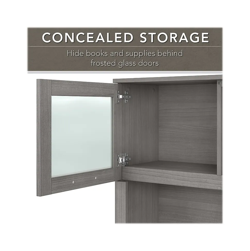 Bush Furniture Somerset 72"W L Shaped Desk with Hutch and Lateral File Cabinet, Platinum Gray (SET009PG)