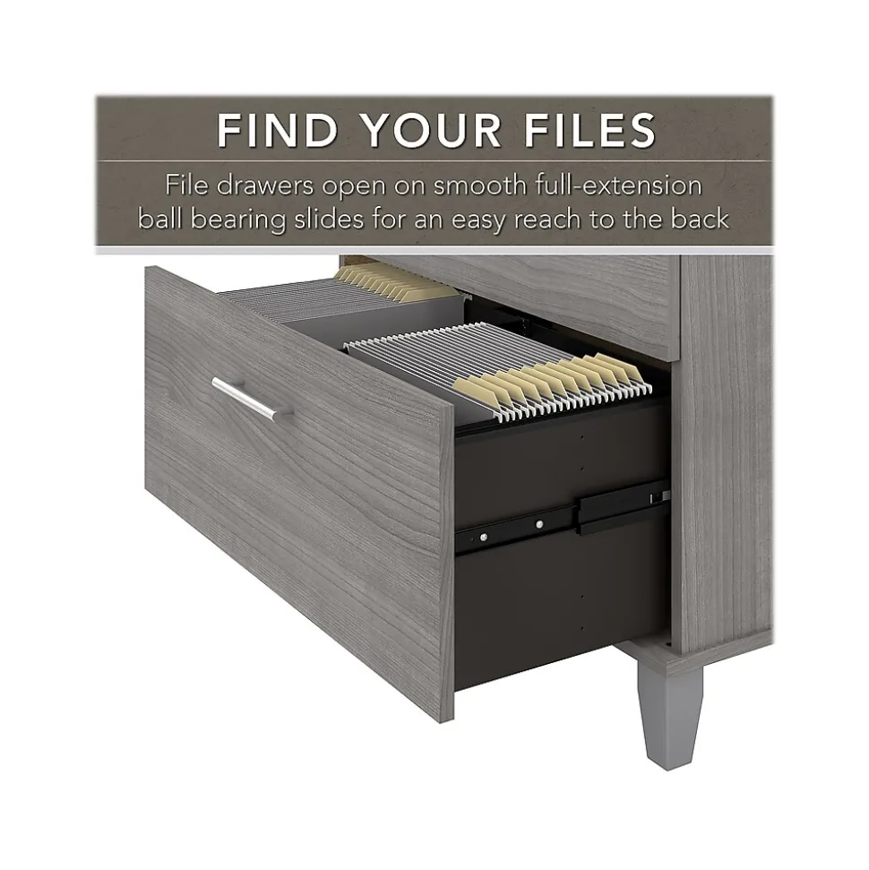 Bush Furniture Somerset 72"W L Shaped Desk with Hutch and Lateral File Cabinet, Platinum Gray (SET009PG)