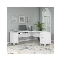 Bush Furniture Somerset 72"W L Shaped Desk with Storage, White (WC81910K)