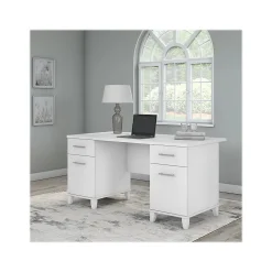 Bush Furniture Somerset 60"W Office Desk with Drawers, White (WC81928K)